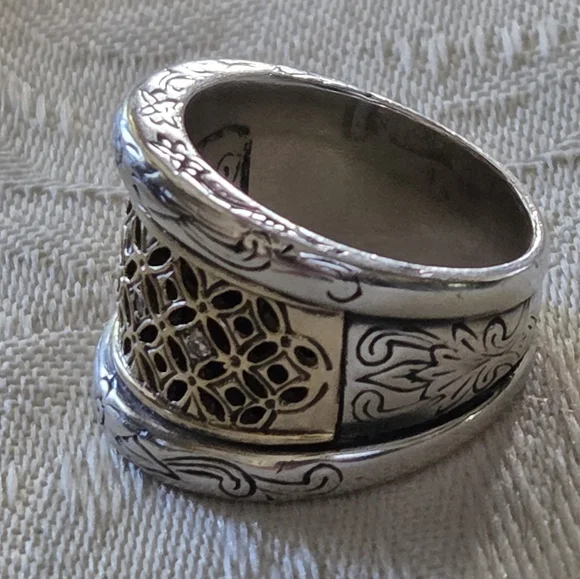 Konstantino Lattice Diamond Ring, SS & 18k, Size 7 - Picture 6 of 13